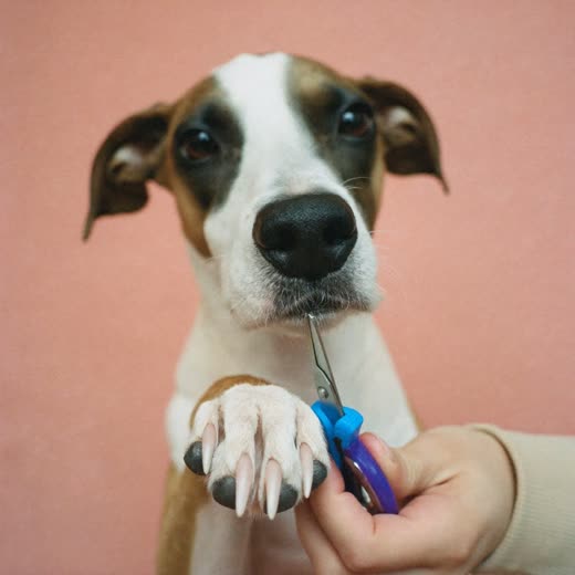 A dog's paw having its nails trimmed